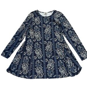 ShowMeYourMumu Boho Feminine Cottagecore Long Sleeve Navy Floral Dress SzL
